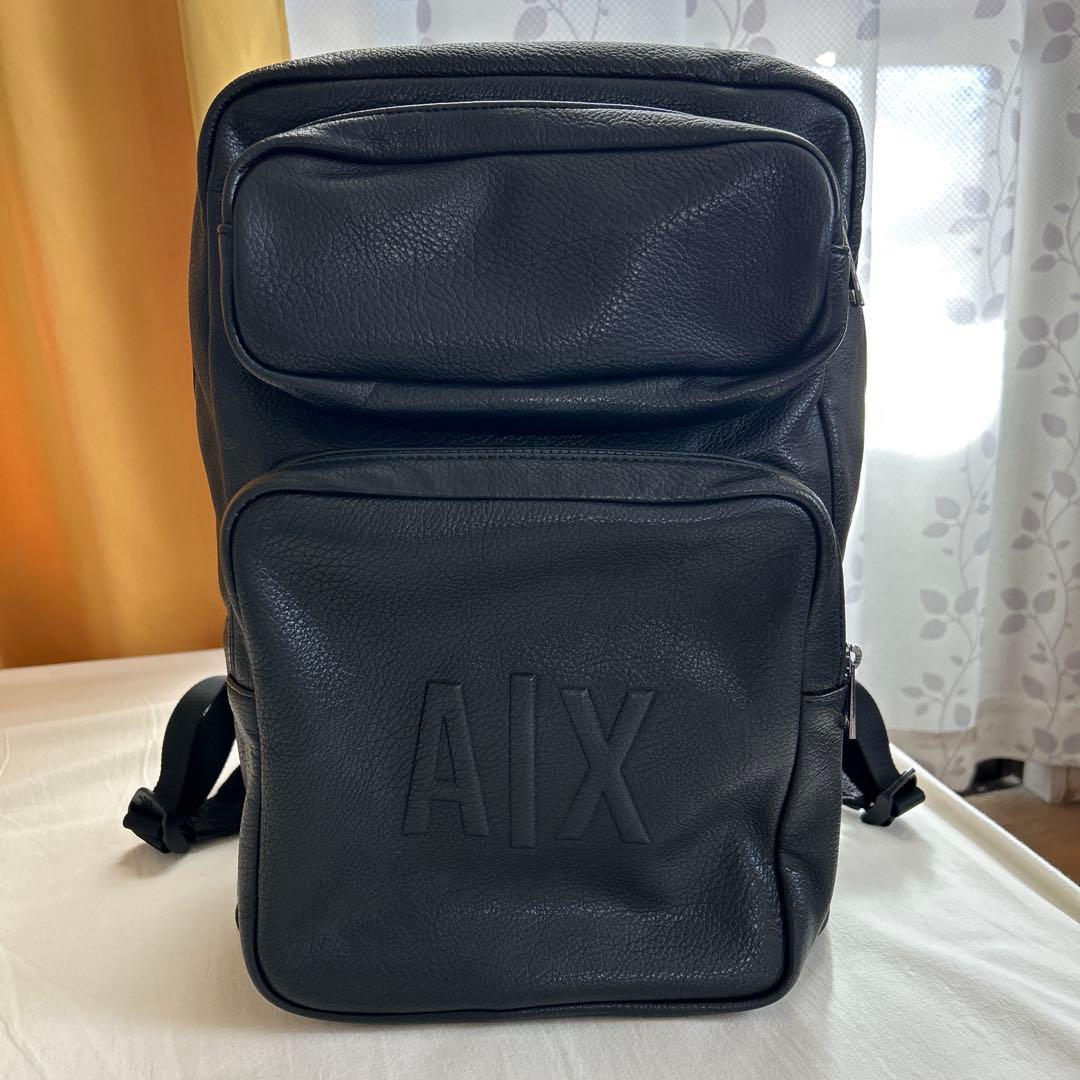 アルマーニ エクスチェンジ リュック 革製 黒