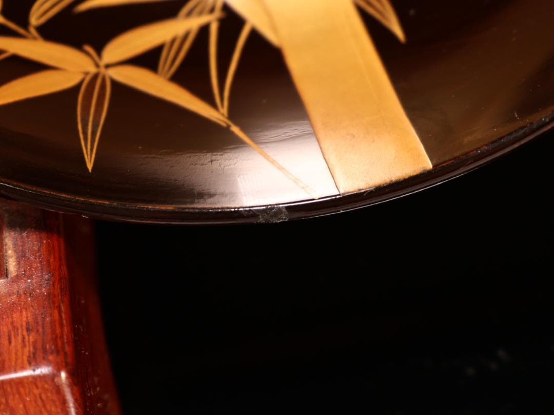 BK415　時代輪島塗　竹鶏図金蒔絵　吸物鶏　二客　木製　茶道具 懐石 会席