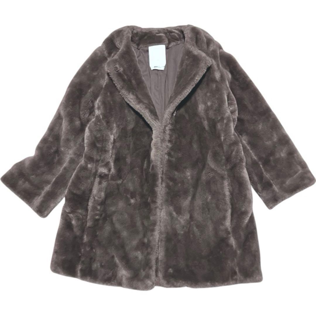 ウィムガゼット ノーカラー　エコファー　コート ボア ジャケット　ショートテディ