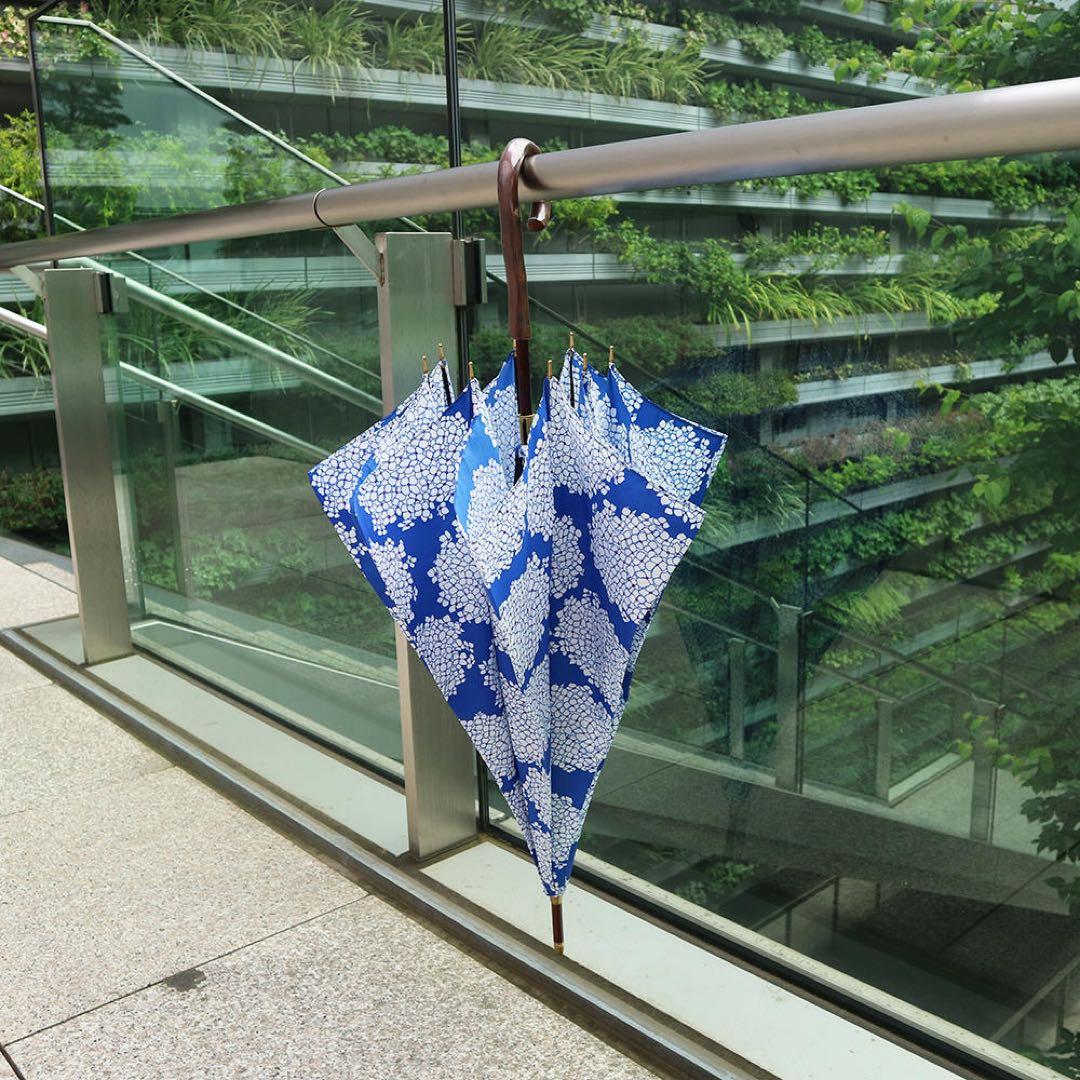 【イイダ傘店】 雨傘 あじさい アオ