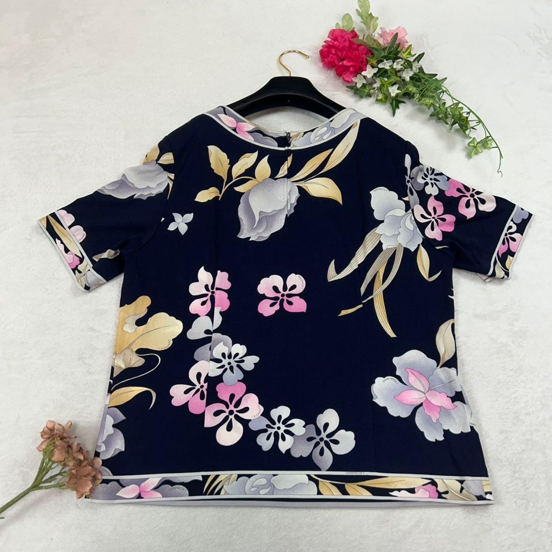 J806 美品 XL レオナール カットソー ネイビー レディース