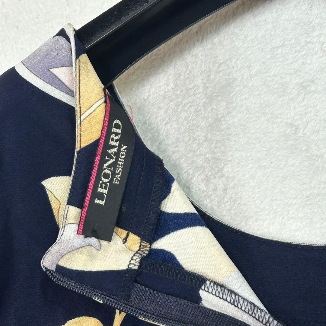 J806 美品 XL レオナール カットソー ネイビー レディース