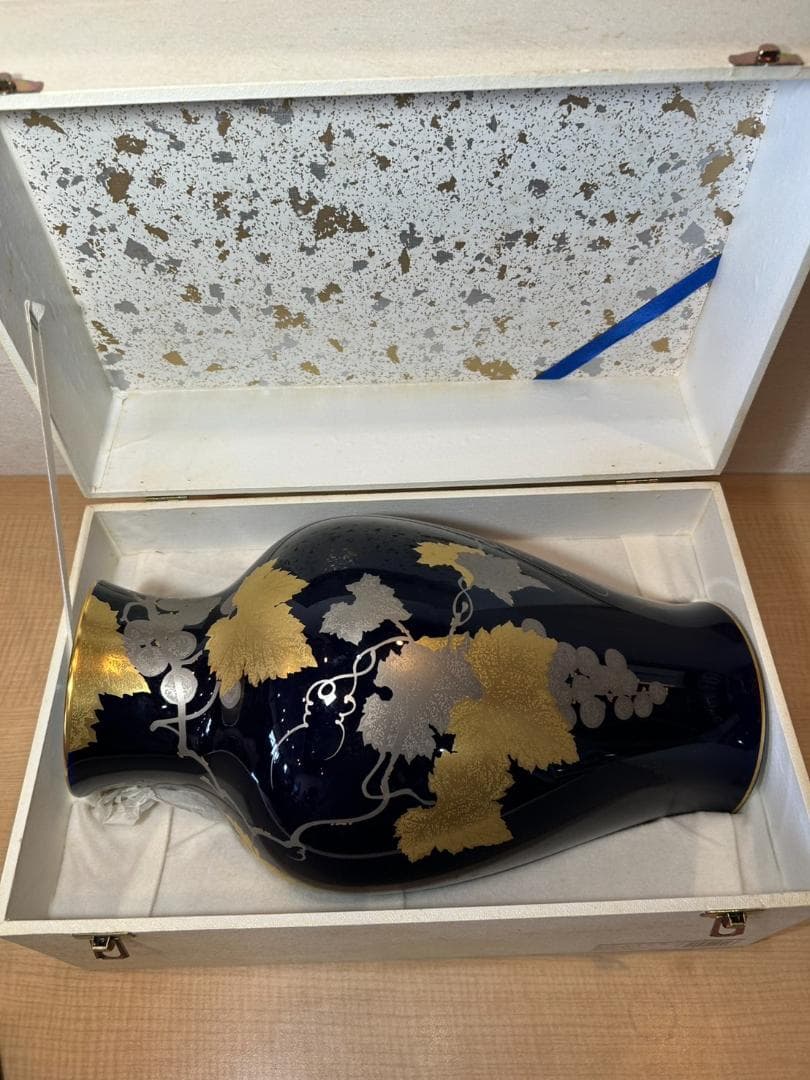 大倉陶園 花瓶 瑠璃金蝕葡萄 36cm OKURA CHINA 箱付 自宅保管