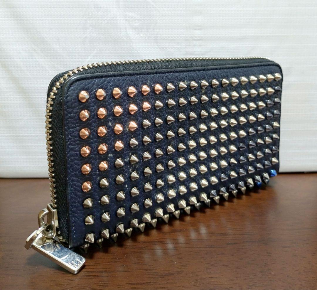 【Christian Louboutin】 スパイクスタッズ 長財布 ファスナー
