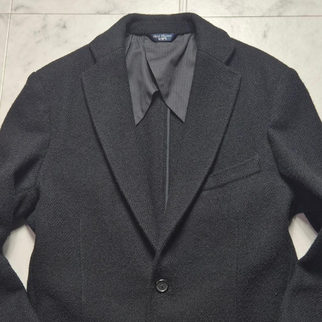 【美品 L】ハリスツイード シップス テーラードジャケット ウール 48 黒