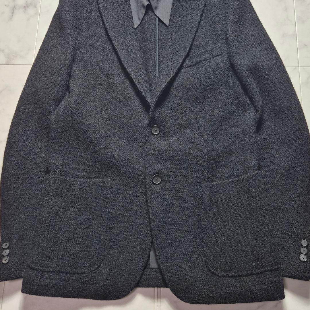 【美品 L】ハリスツイード シップス テーラードジャケット ウール 48 黒