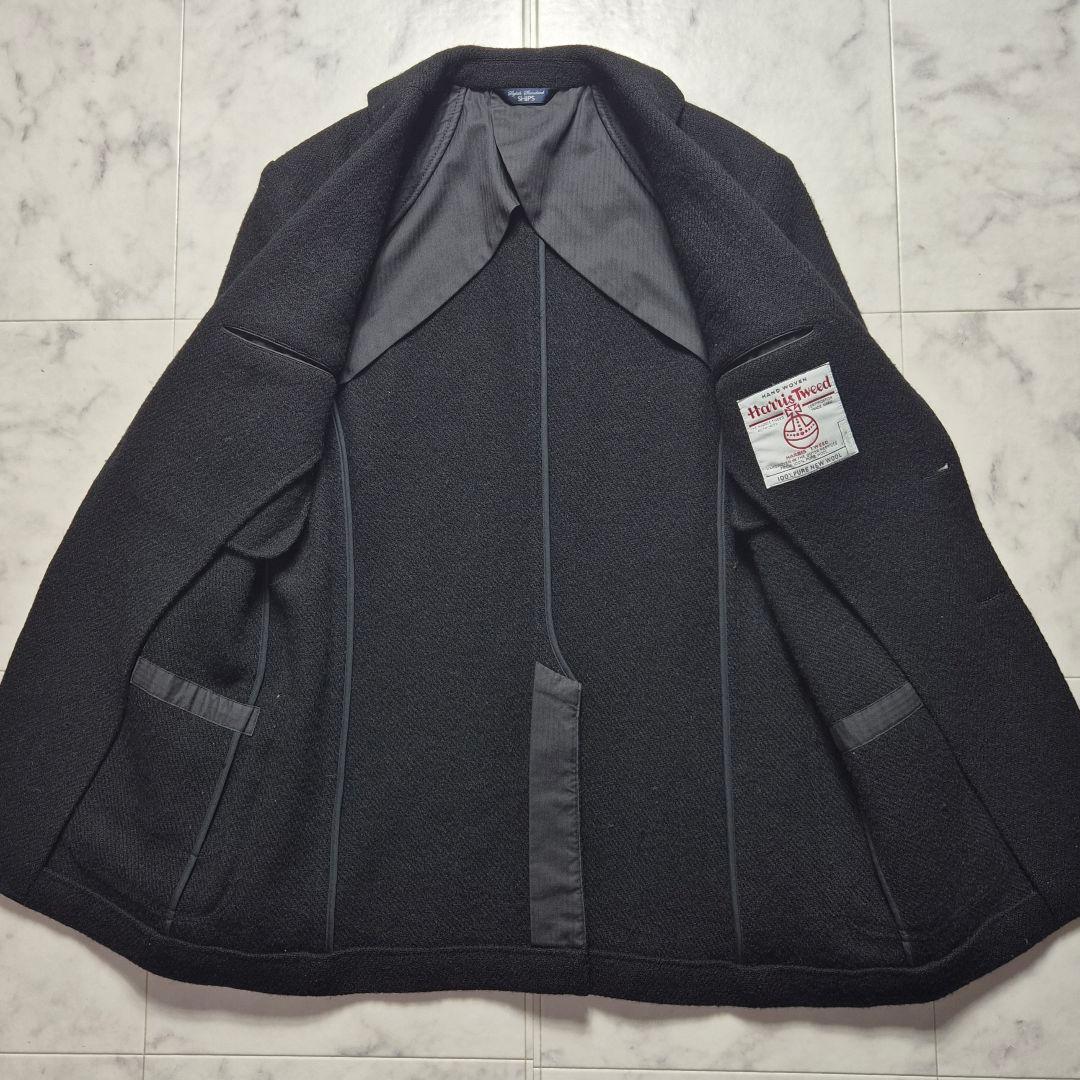 【美品 L】ハリスツイード シップス テーラードジャケット ウール 48 黒