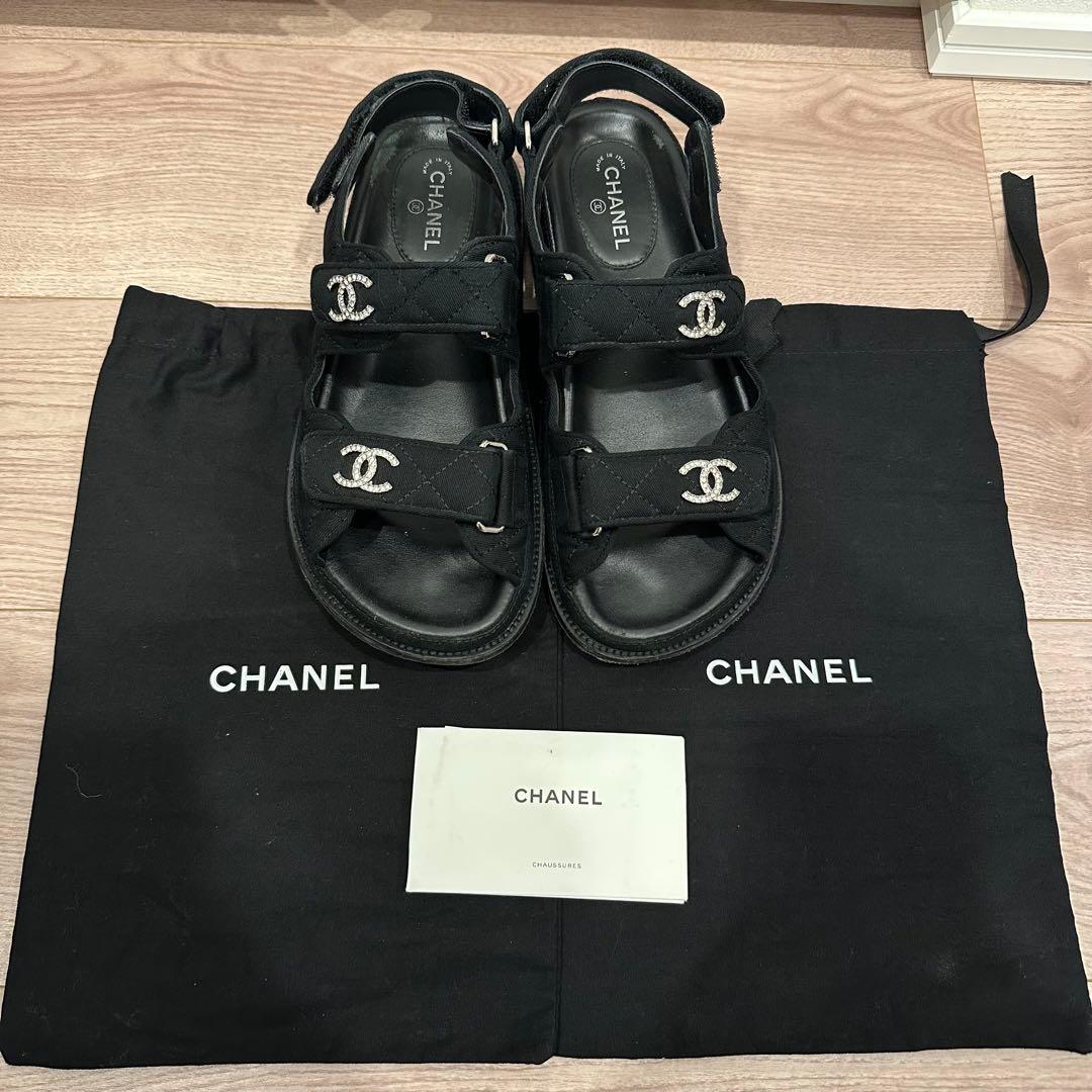 【あんしん鑑定付】 CHANEL フットベッドサンダル マトラッセ