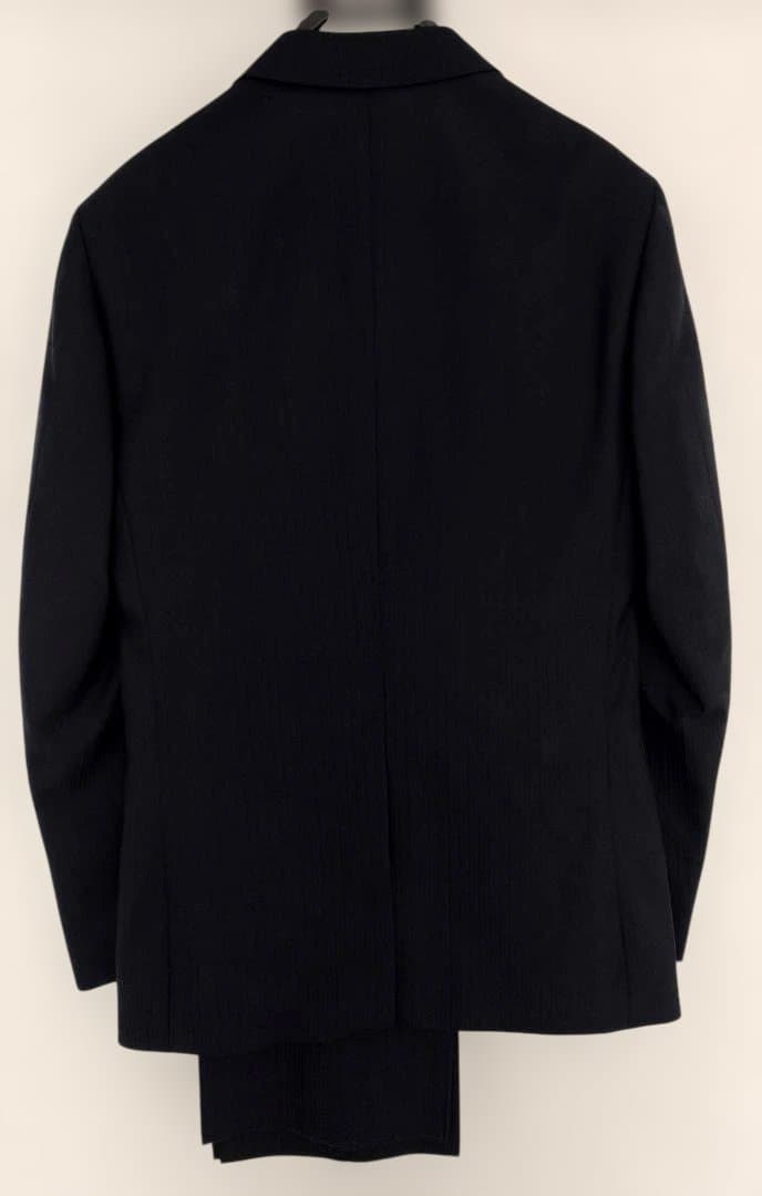 ★新品未使用！2パンツ メンズスーツ ネイビー 織柄 A7 ノータック スリム