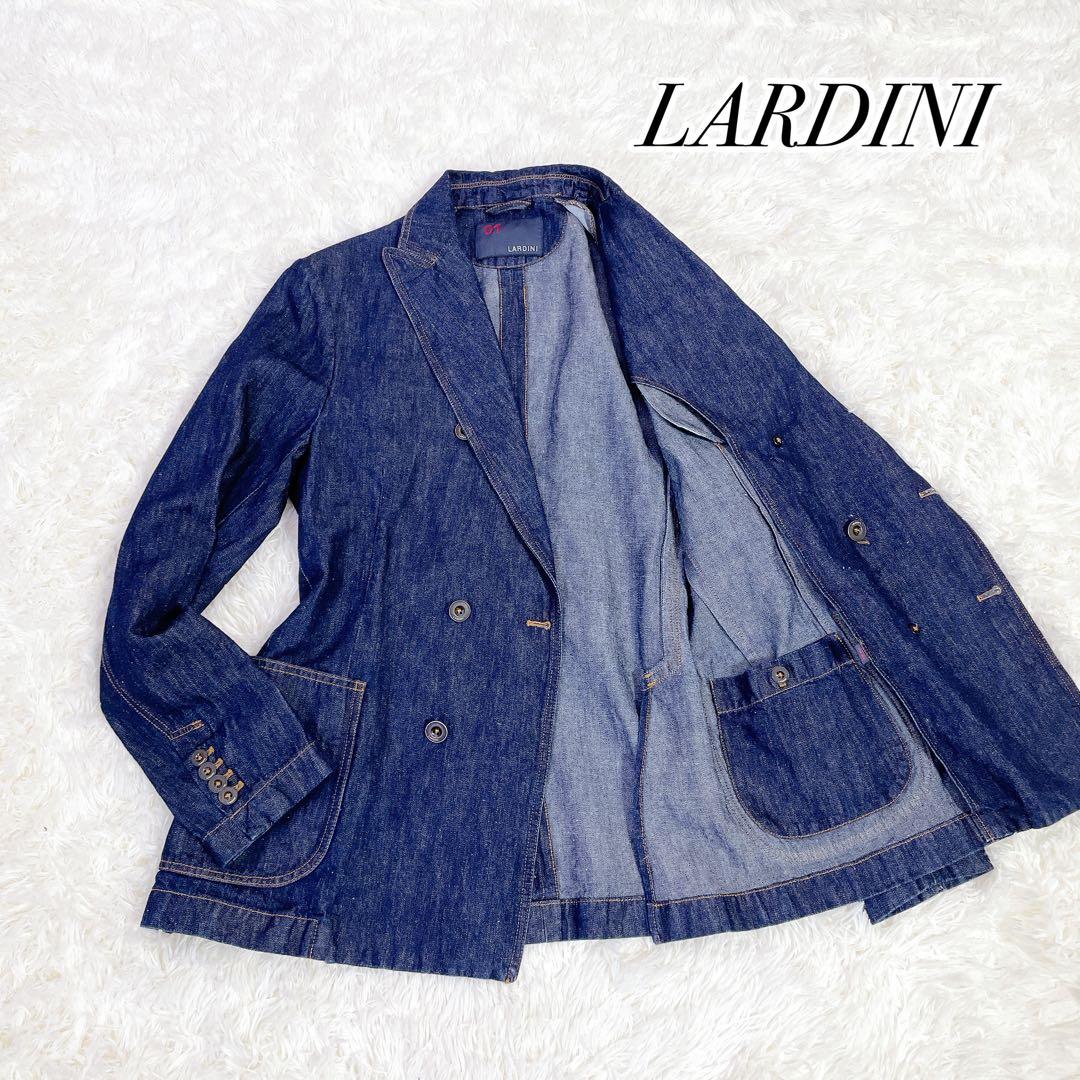 美品　ラルディーニ　ダブル仕立て　デニム生地テーラードジャケット　ブルー　48