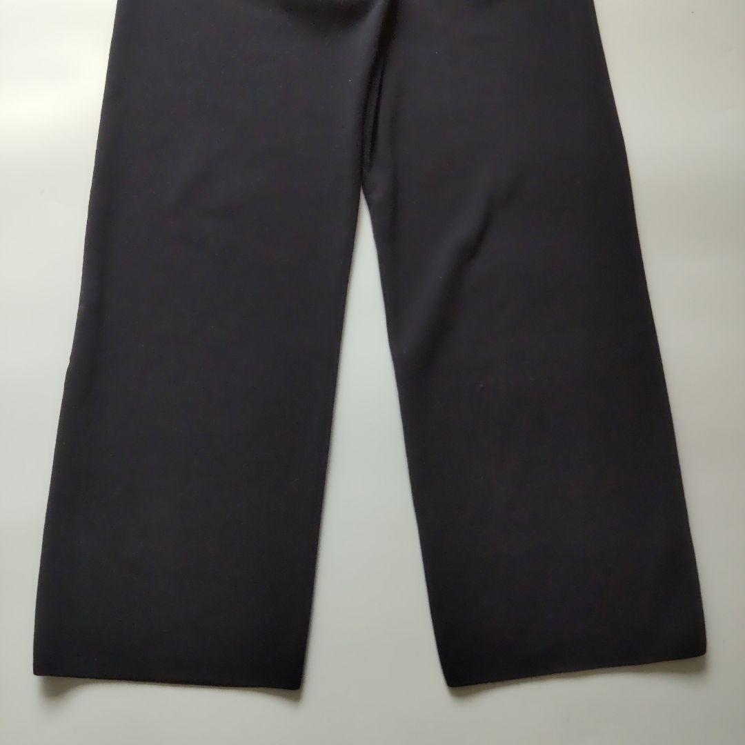 美品 24SS エブール コットンシルク ストレート ニットパンツ ネイビー36