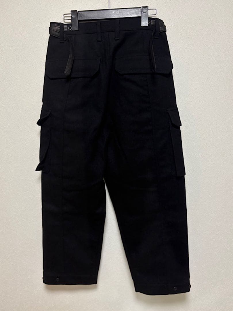 良品バックラッシュ20AWウールカシミヤメルトン+ホースレザーワイドカーゴパンツ