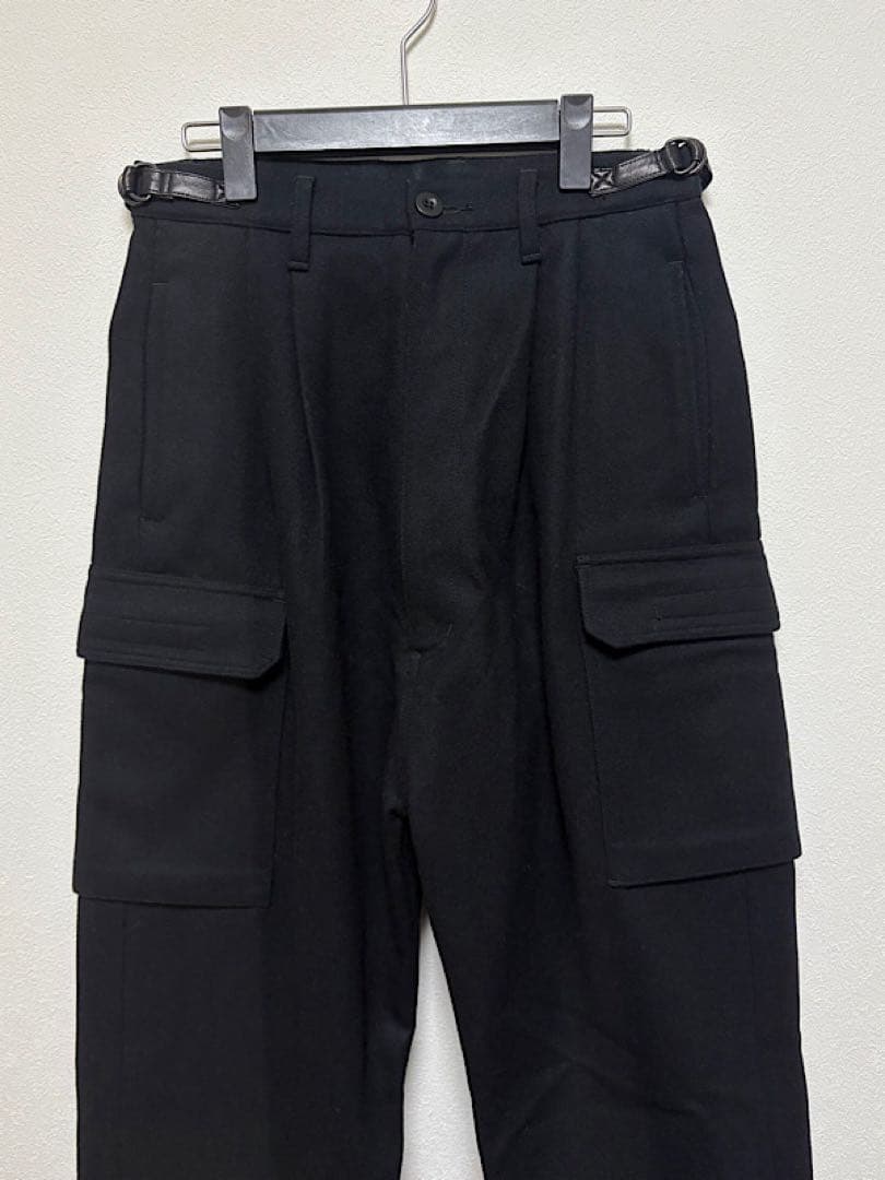 良品バックラッシュ20AWウールカシミヤメルトン+ホースレザーワイドカーゴパンツ