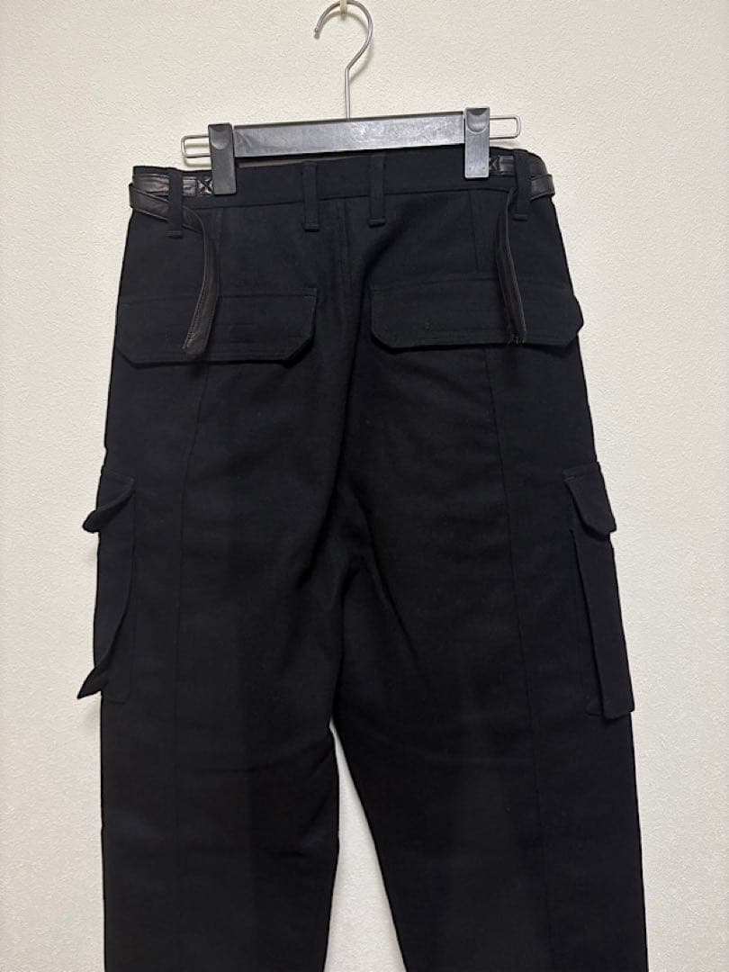 良品バックラッシュ20AWウールカシミヤメルトン+ホースレザーワイドカーゴパンツ