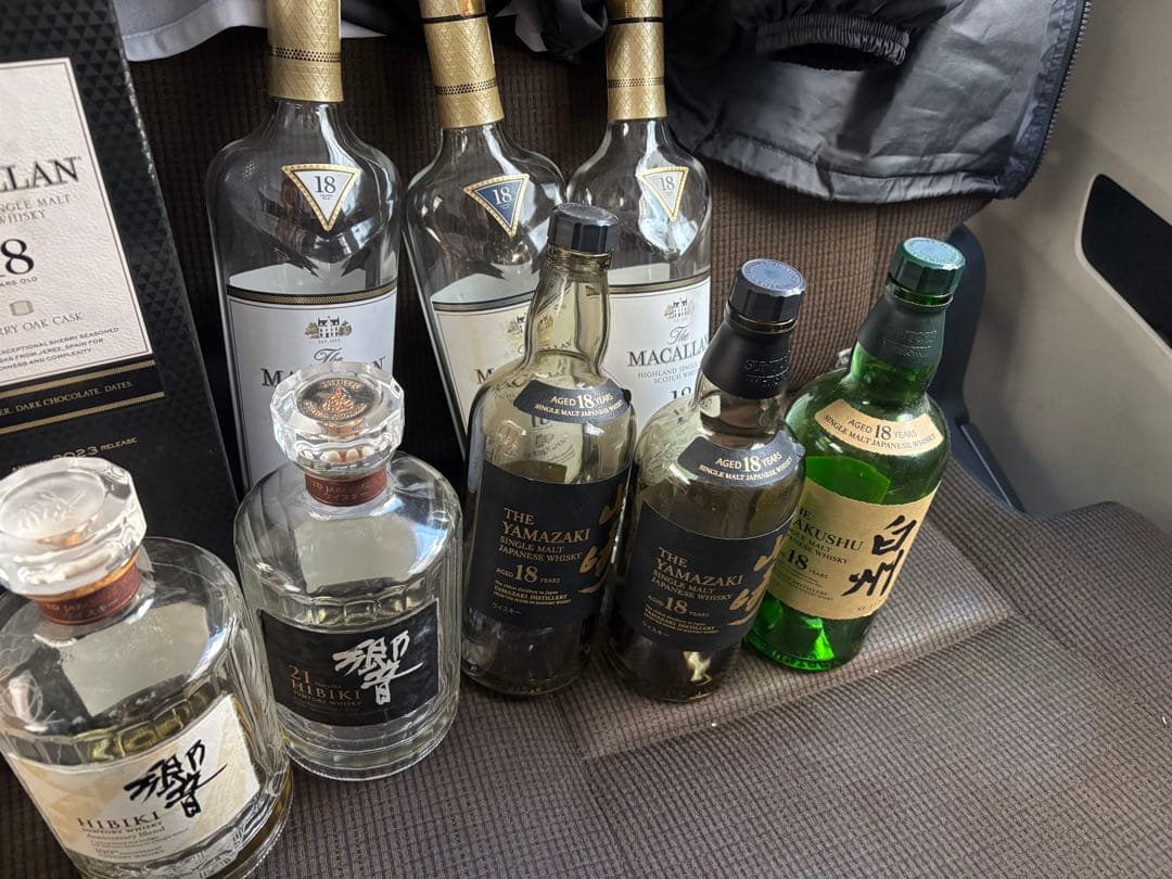 山﨑18年×2白州18年響21年響100周年マッカラン18年×3 箱空瓶未洗浄