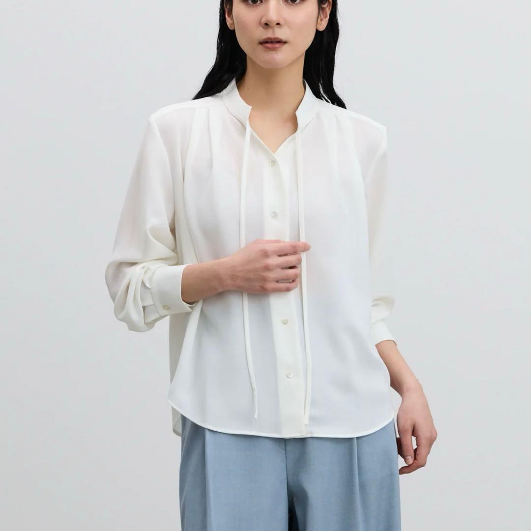 専用新品同様SOEJUエアリーリボンブラウス濃紺