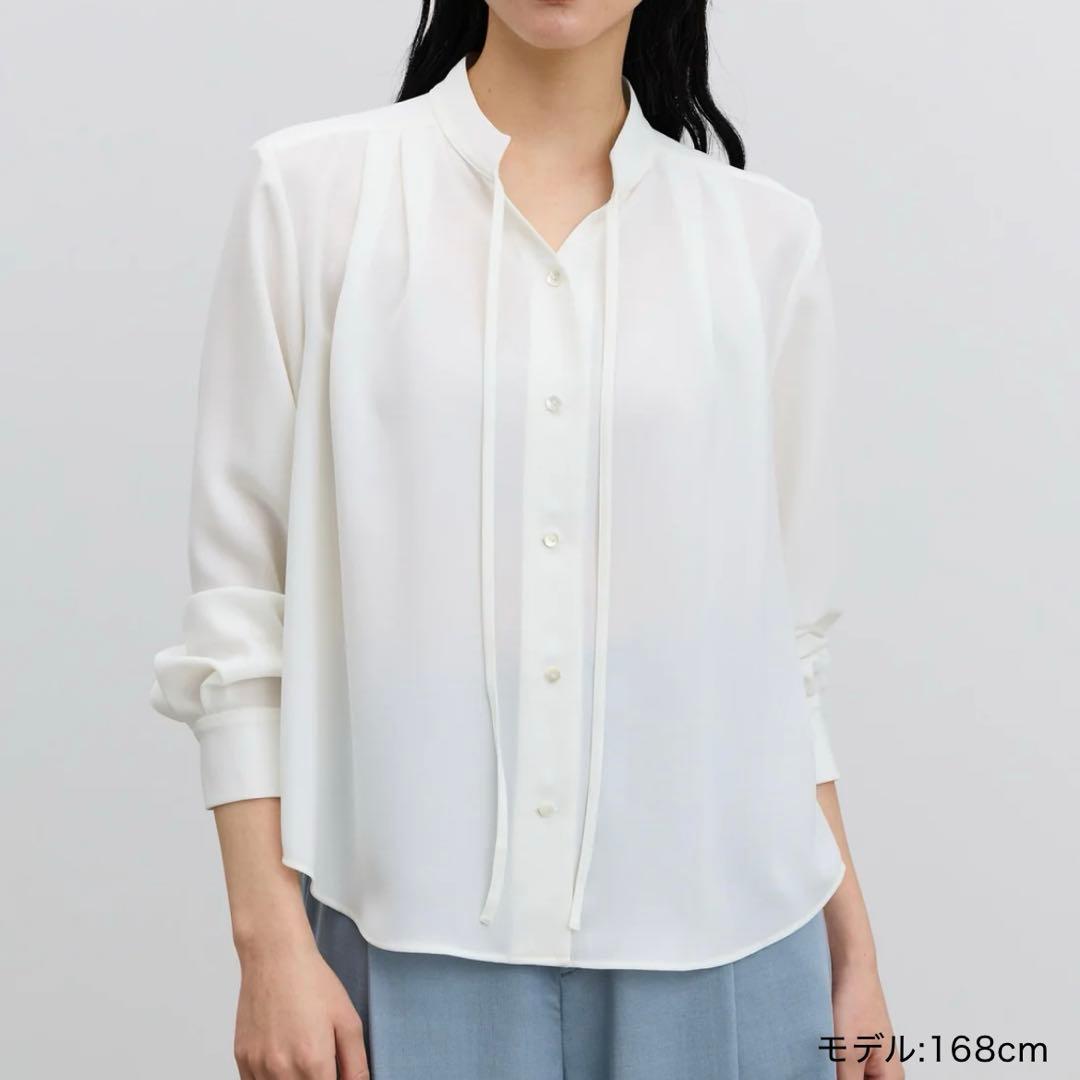 専用新品同様SOEJUエアリーリボンブラウス濃紺