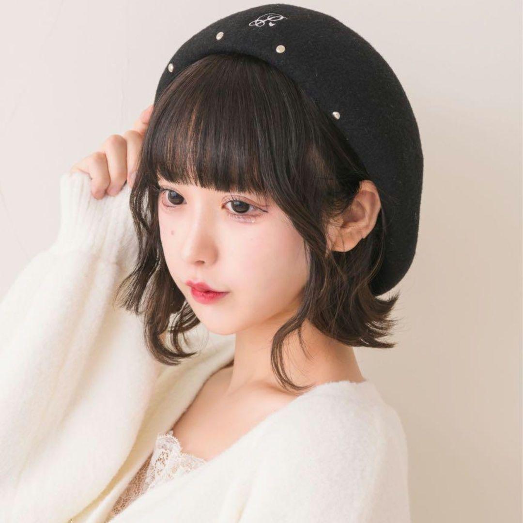 新品未使用　pium　ロゴビジュースタッズベレー　ブラック　初販品　レア