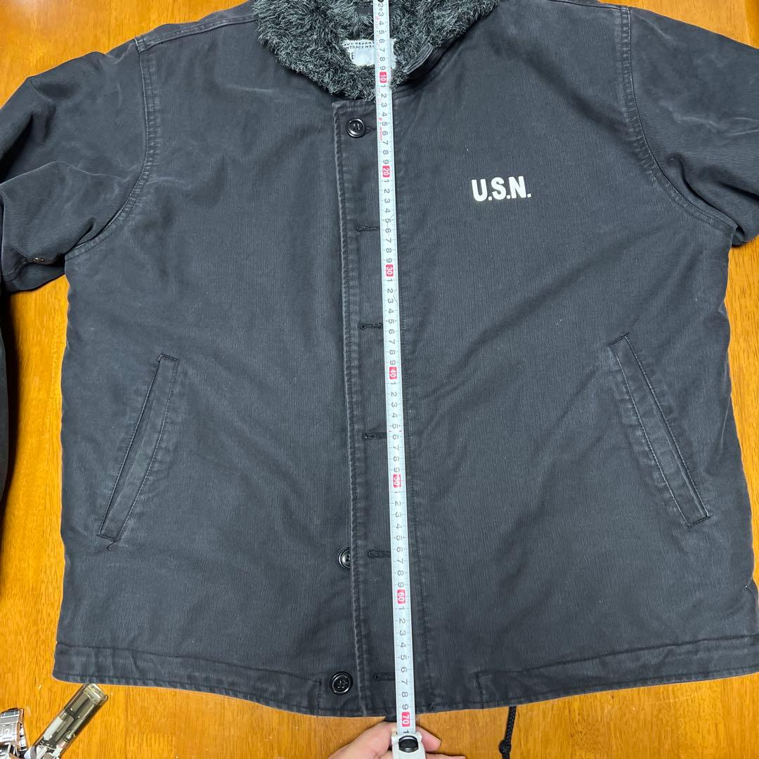 U.S.Nブラック ミリタリージャケット サイズ42 NAVY デッキジャケット