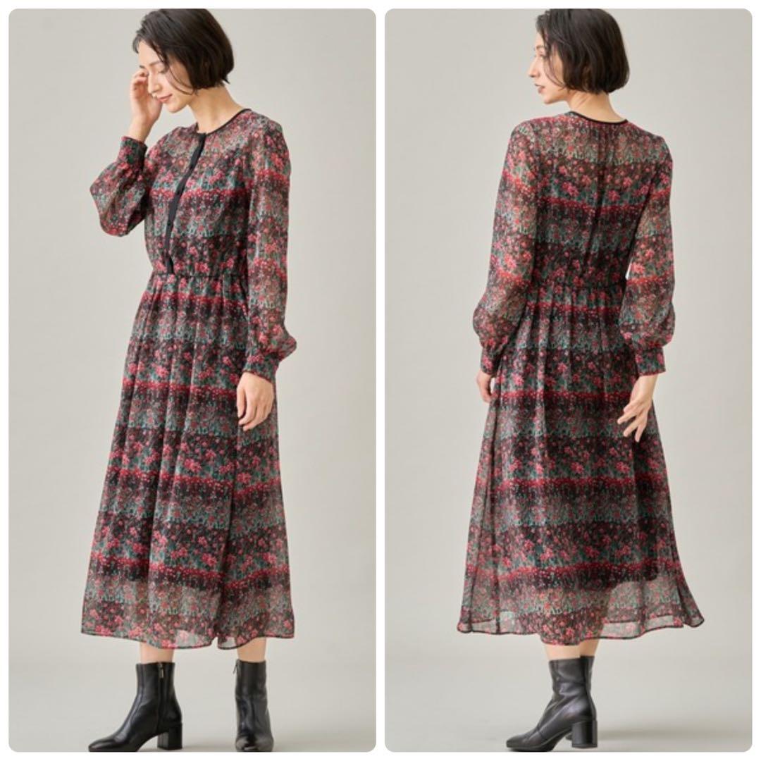 22AW定価6.8万　ANAYI アナイ　ティアードフラワープリント　ワンピース