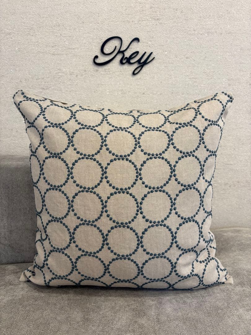 ミナペルホネン　ハンドメイドクッションカバー★タンバリン ベージュxブルーグレー