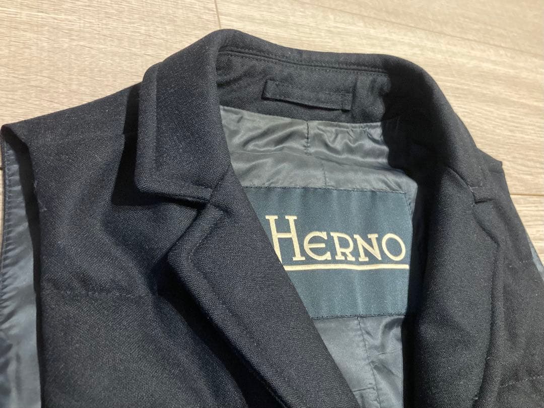 HERNO ダウンベスト ネイビー 44 S ウール