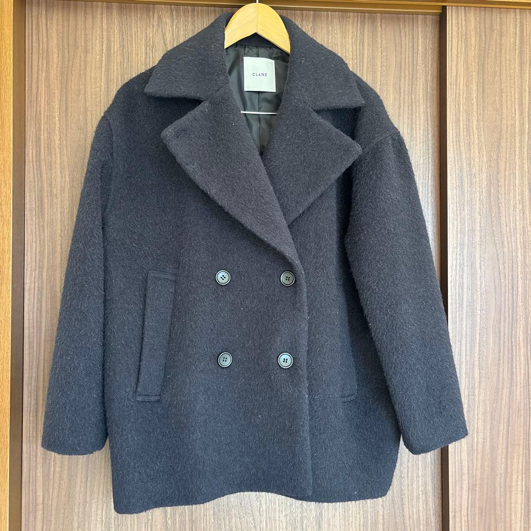 clane OVER LINE DOUBLE COAT ブラック