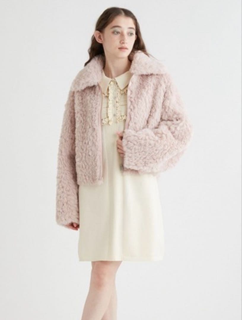 もなこfur fur エコファーリバーシブルブルゾン コート ピンク