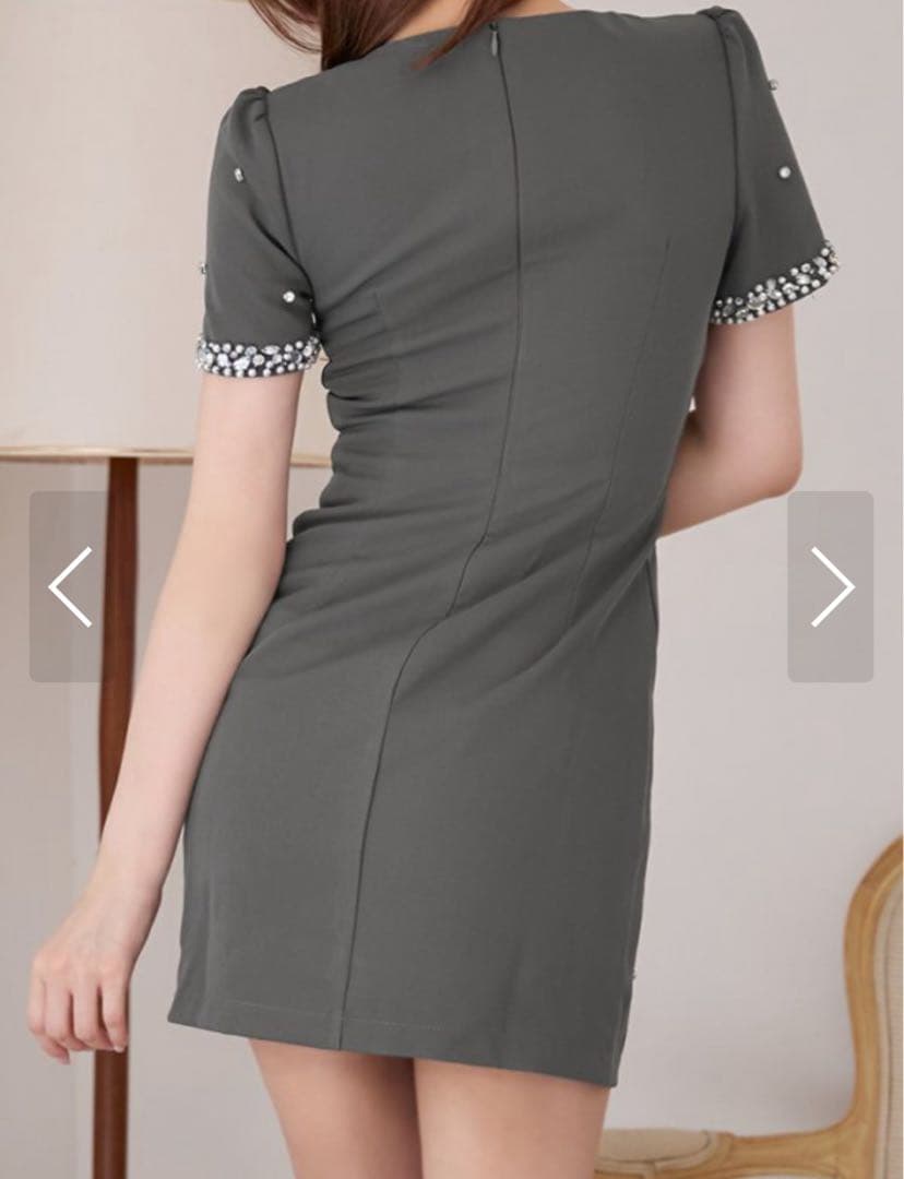 リボンビジュータイトミニドレス　S