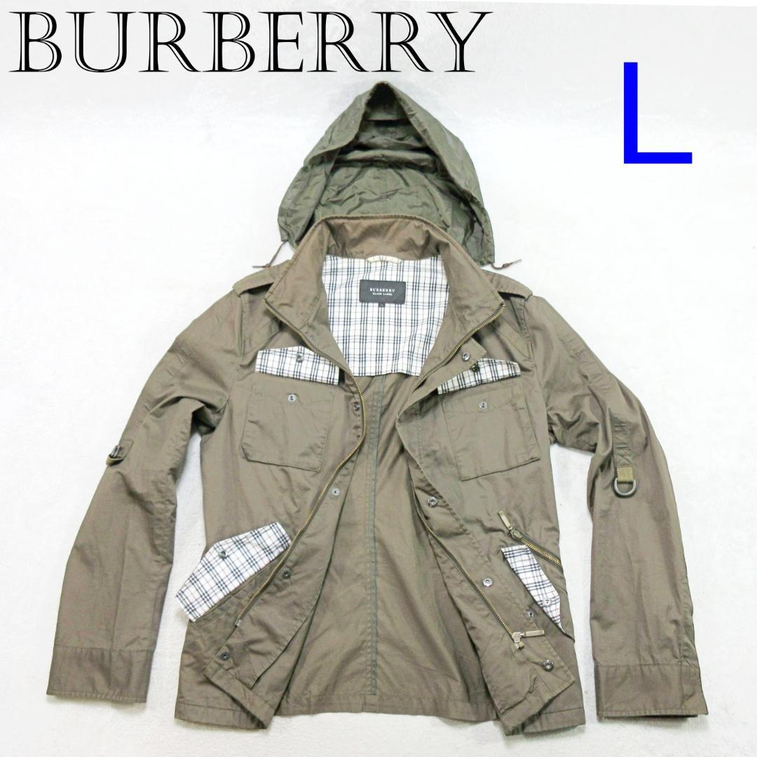 バーバリーブラックレーベル フード収納可 ノバチェック モッズコート L