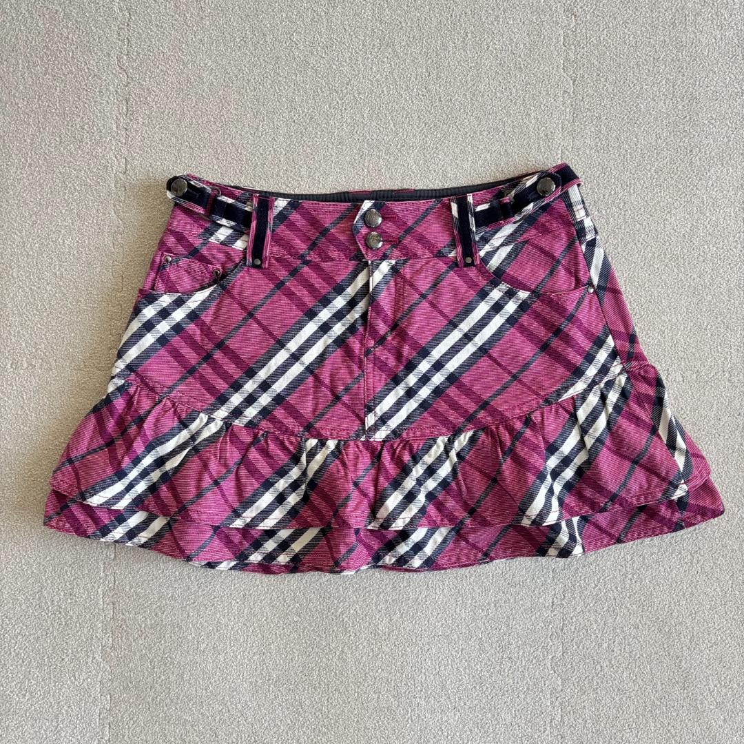 希少★バーバリーブルーレーベル　ミニスカート　ノバチェック　ピンク　ロゴ　38