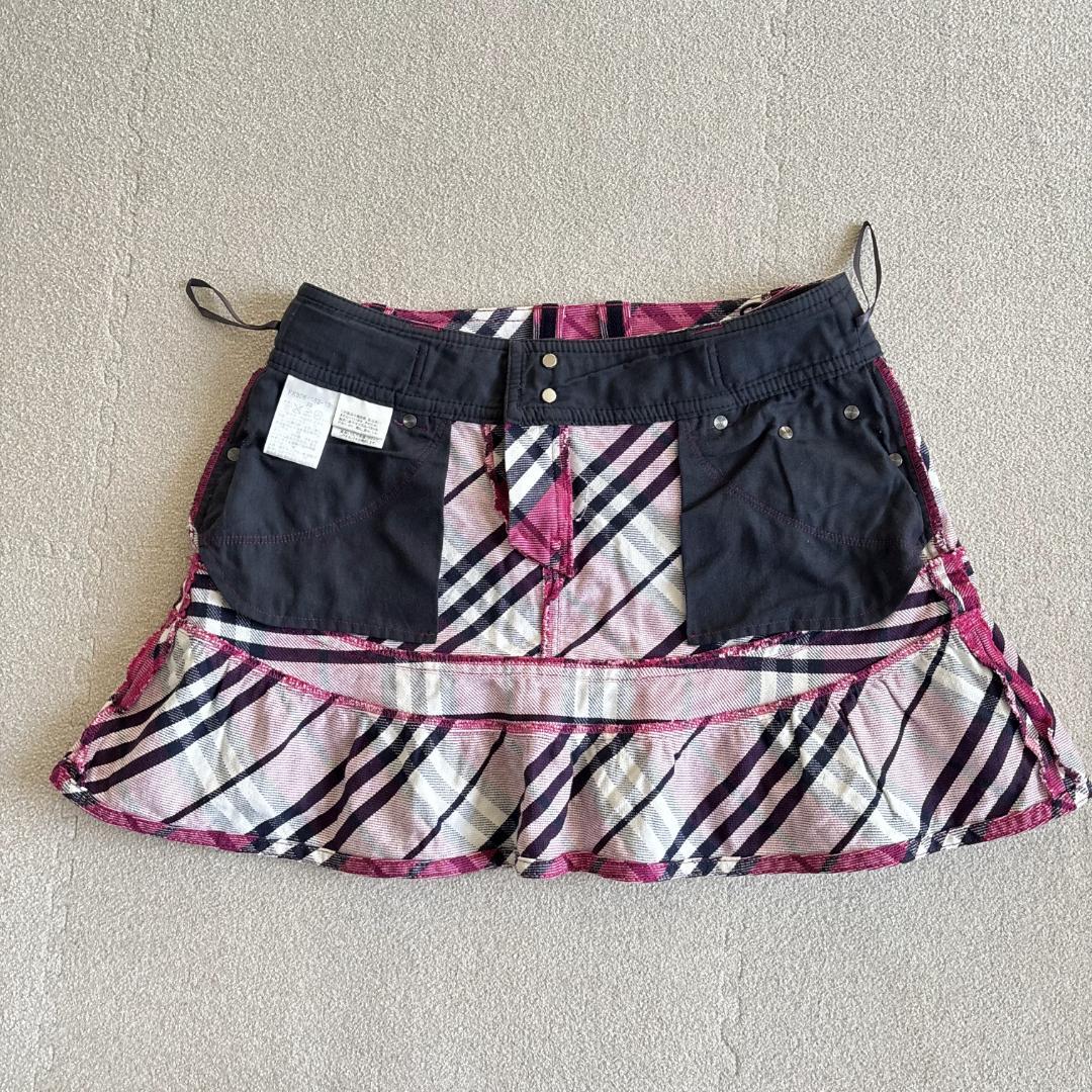 希少★バーバリーブルーレーベル　ミニスカート　ノバチェック　ピンク　ロゴ　38
