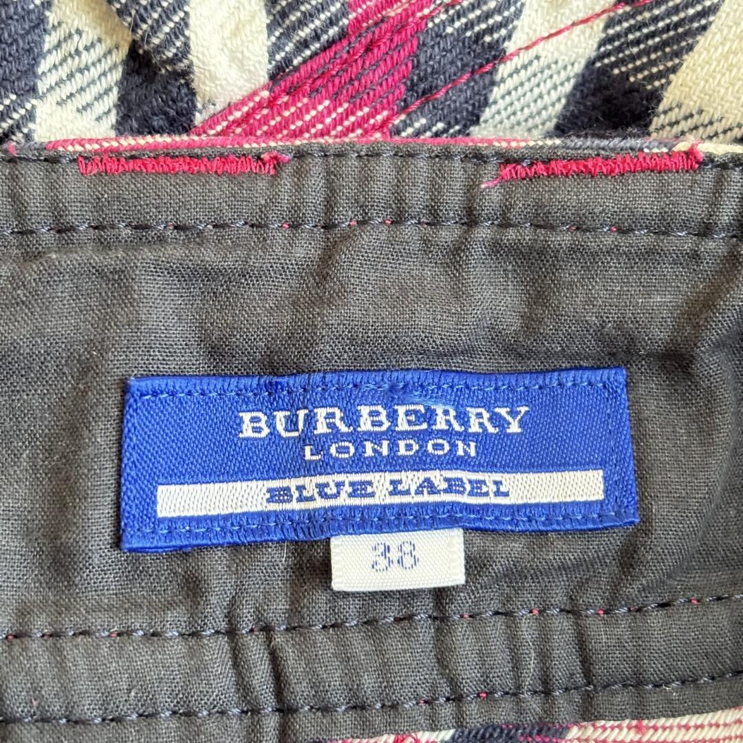 希少★バーバリーブルーレーベル　ミニスカート　ノバチェック　ピンク　ロゴ　38