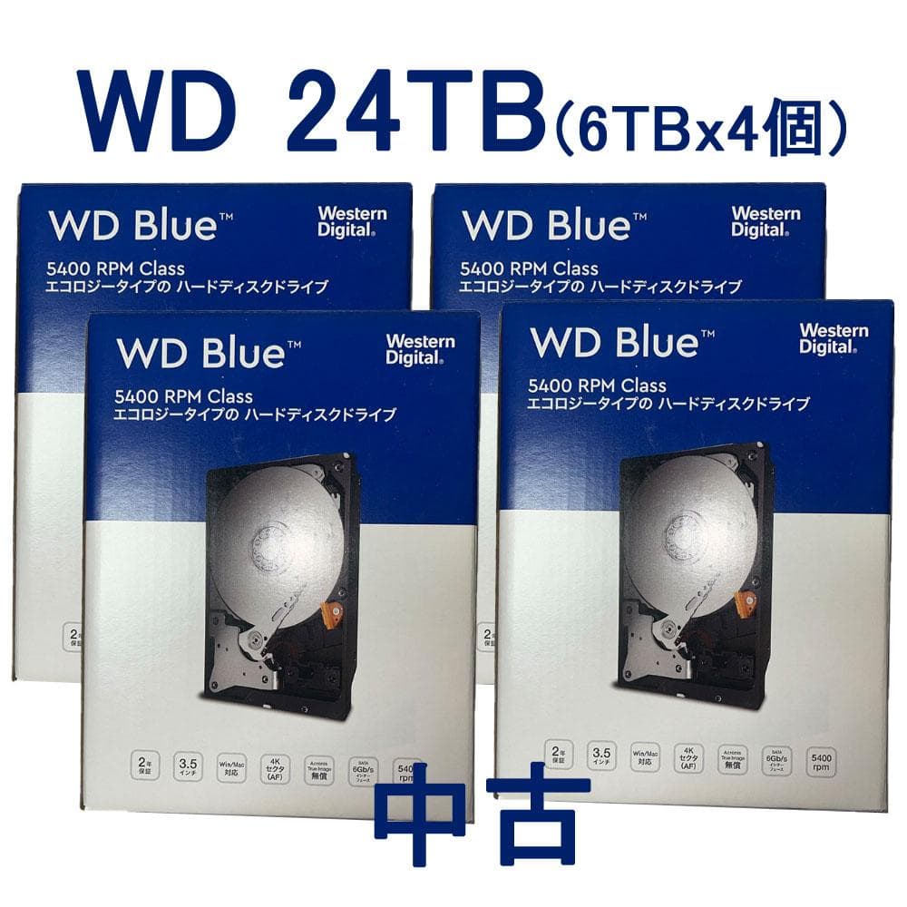 [4台]WD Blue 6TB ハードディスクドライブ 動作中古品 静音・低発