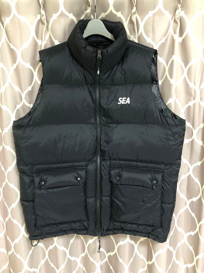 WIND AND SEA ブラック ダウンベスト L