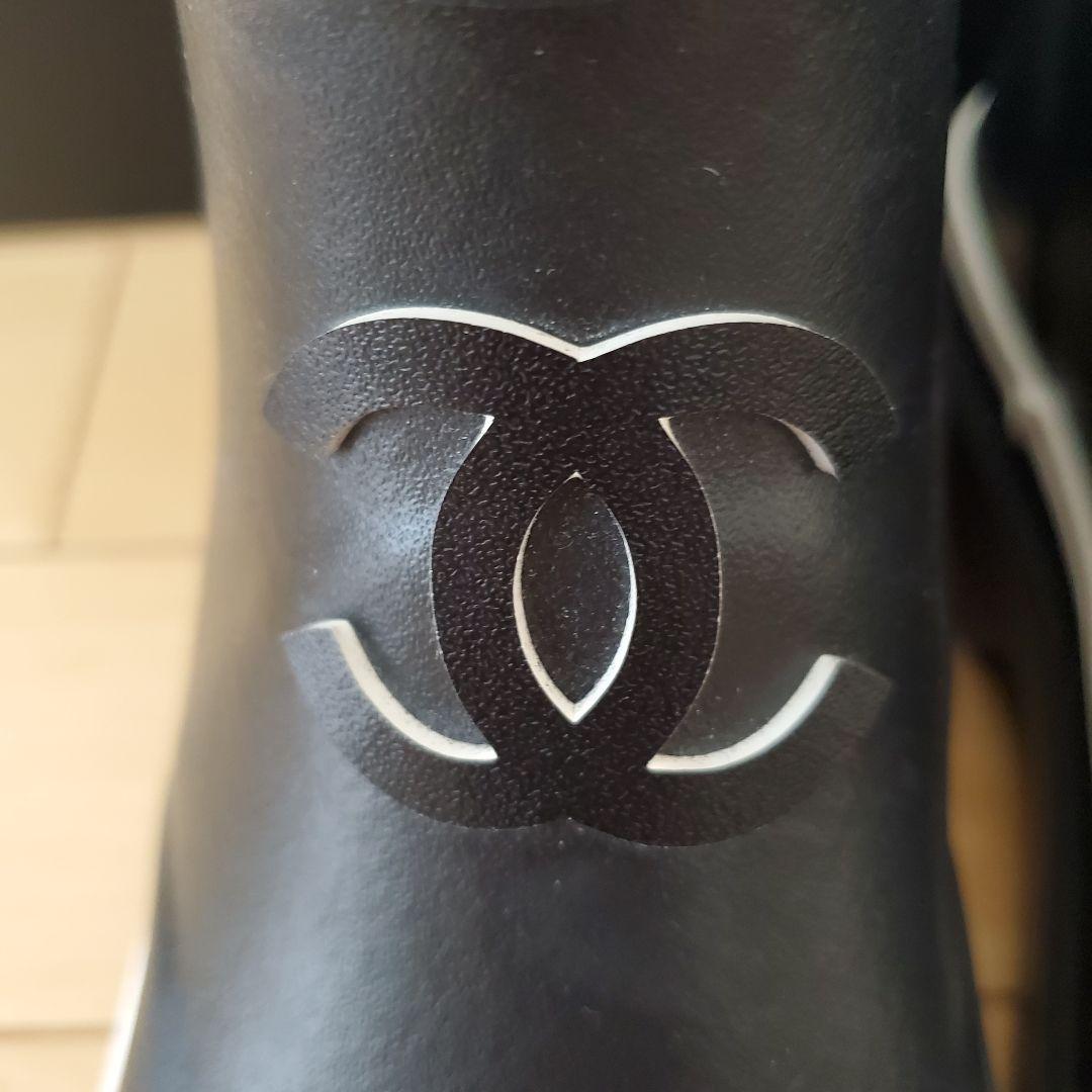 CHANEL ブラック ラバーブーツ レインブーツ サイズ35