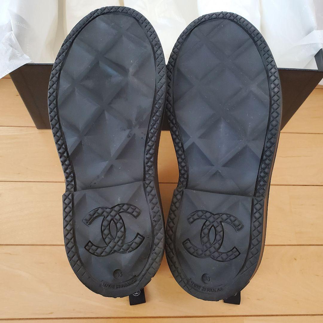 CHANEL ブラック ラバーブーツ レインブーツ サイズ35