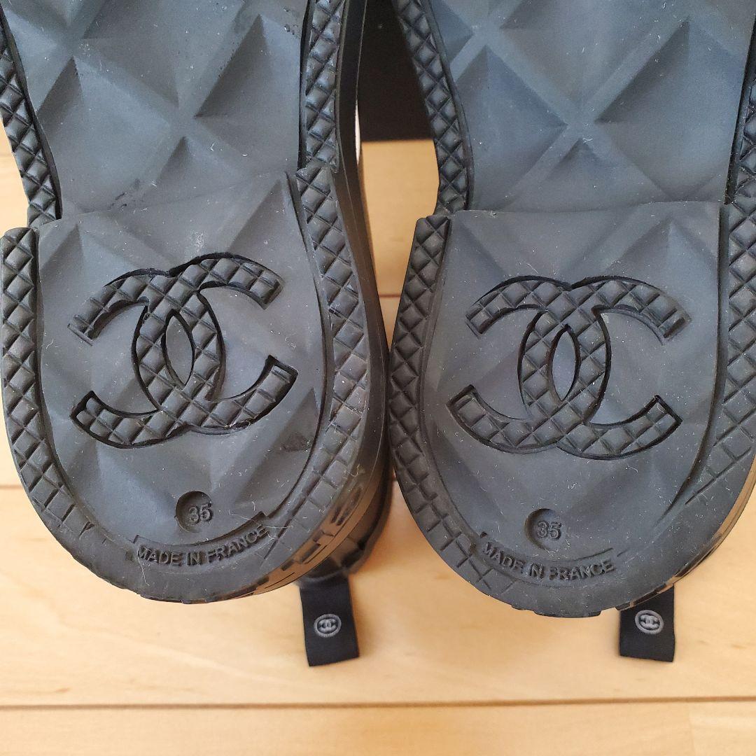 CHANEL ブラック ラバーブーツ レインブーツ サイズ35