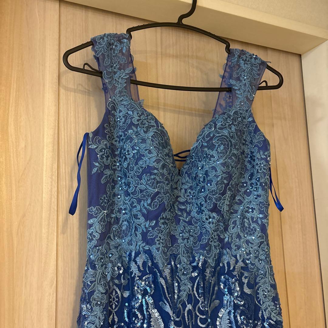 最終値下げ JEANMACLEAN/ジャンマクレーン 青刺繍ノースリーブドレス