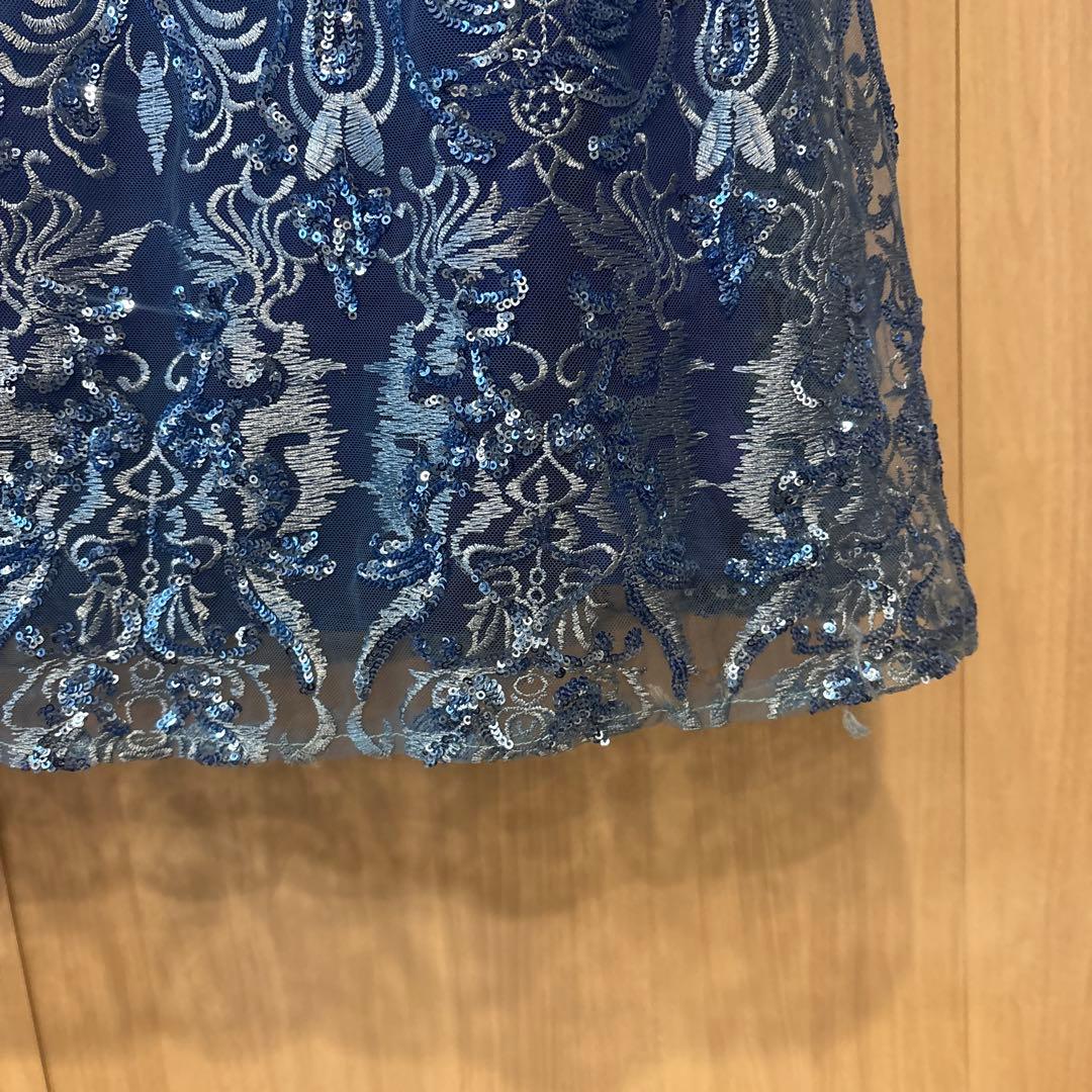 最終値下げ JEANMACLEAN/ジャンマクレーン 青刺繍ノースリーブドレス