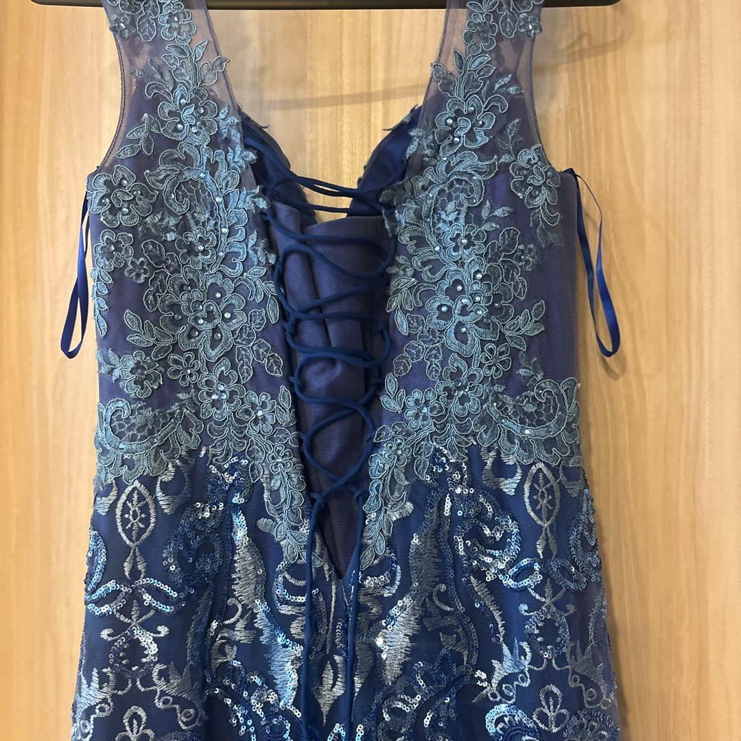 最終値下げ JEANMACLEAN/ジャンマクレーン 青刺繍ノースリーブドレス