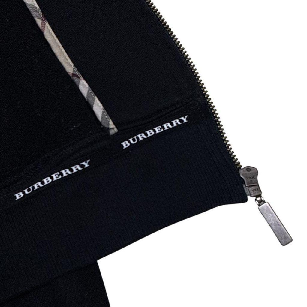 バーバリーロンドン ⿻フルジップパーカー ノバチェック ロゴ 刺繍 黒 M