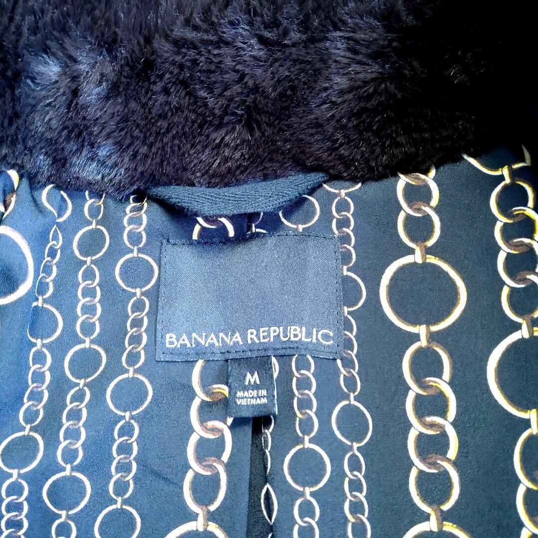 美品★バナナリパブリック ベルテッド フェイクファー ロングコート 茶色 M