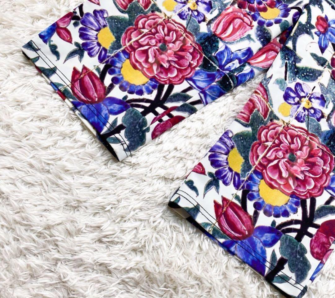 CHANEL 花柄 ストレッチパンツ 膝が隠れる丈34