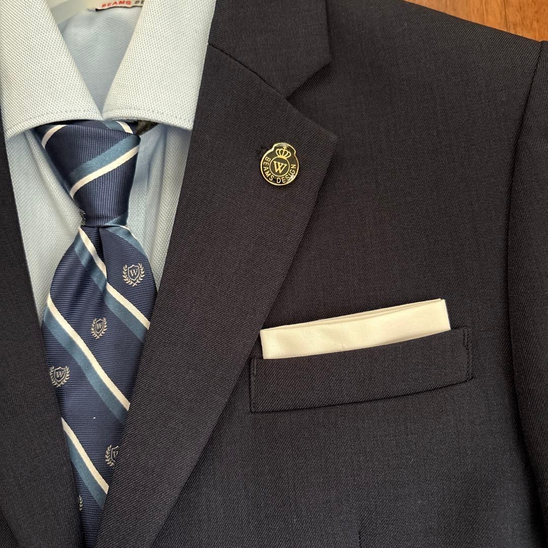 waltz by BEAMS DESIGNネイビースーツポケットチーフ付160