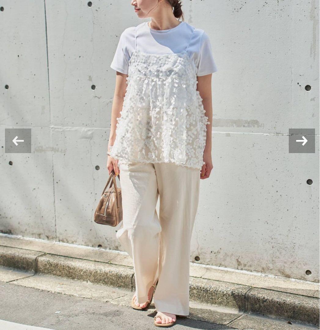 【新品未使用】 IENA イエナ　フラワーエンブロイダリーキャミソール　ホワイト