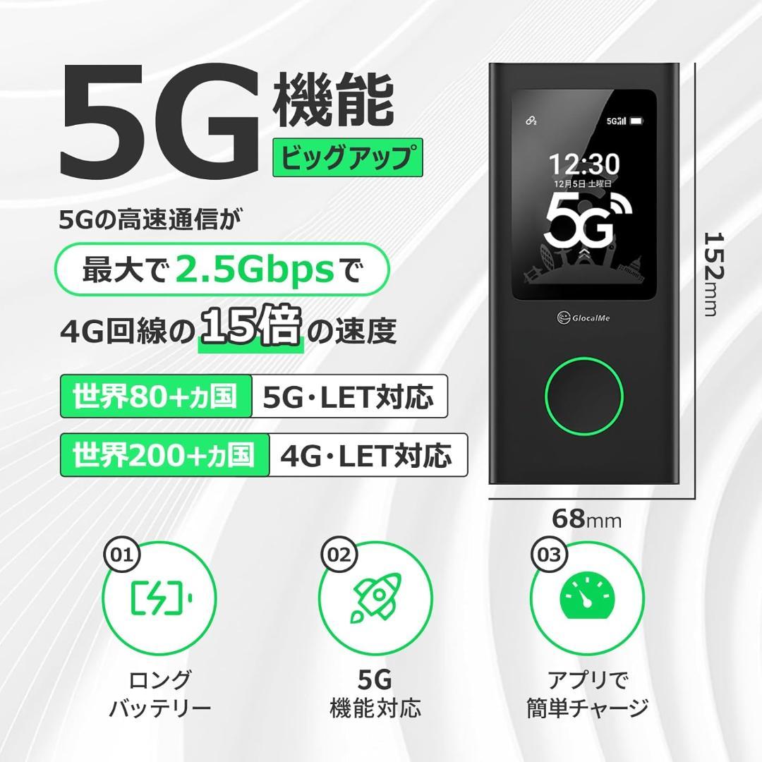ポケットWiFi 世界200カ国SIM不要 最大2.5Gbps 16台同時接続