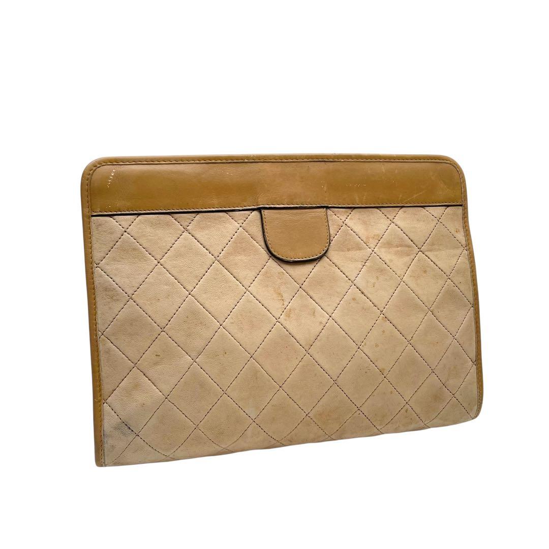 シャネル マトラッセ レザー ココマーク クラッチ セカンド ハンド バッグ