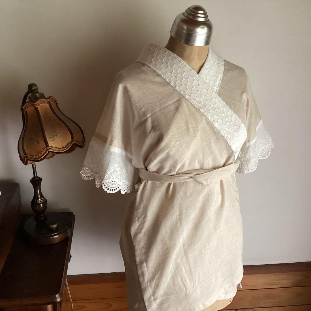 綿麻長襦袢、半襦袢 コットン70％リネン30%綿麻シングルガーゼ