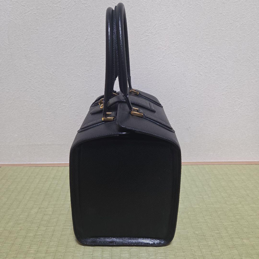 極美品 MORABITO オルセー チャーム 南京錠 ネイビー ハンドバッグ